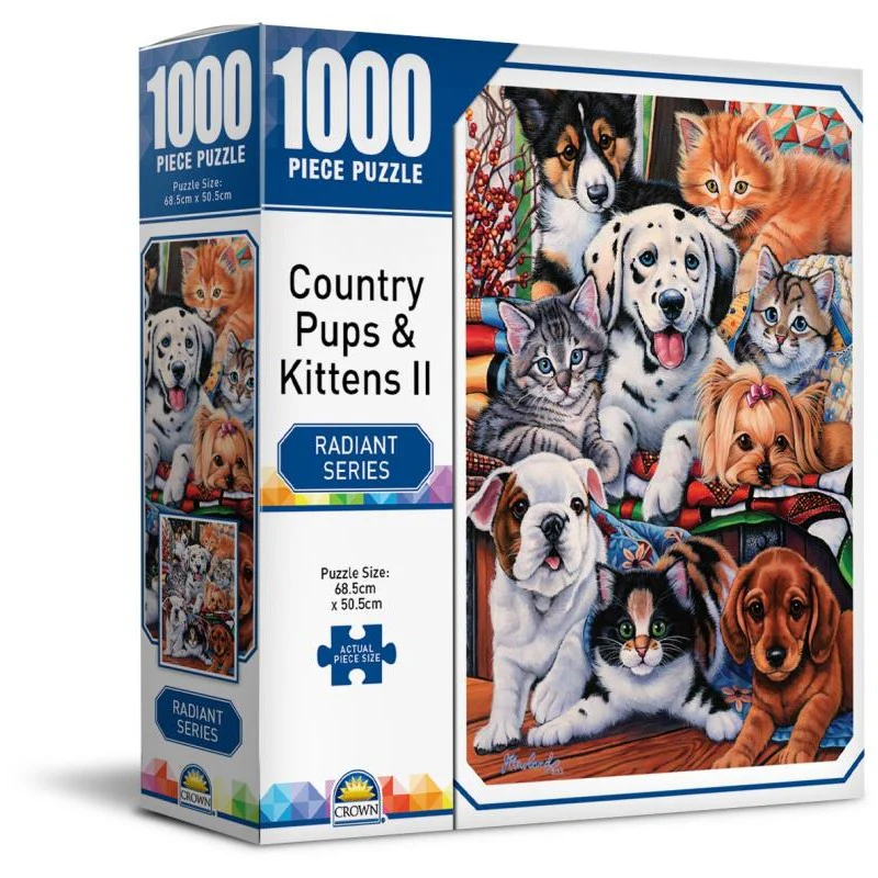 CROWN RADIANT SERIES - KITTENS & PUPPIES IN THE GARDEN 1000PC PUZZLE - Image 2