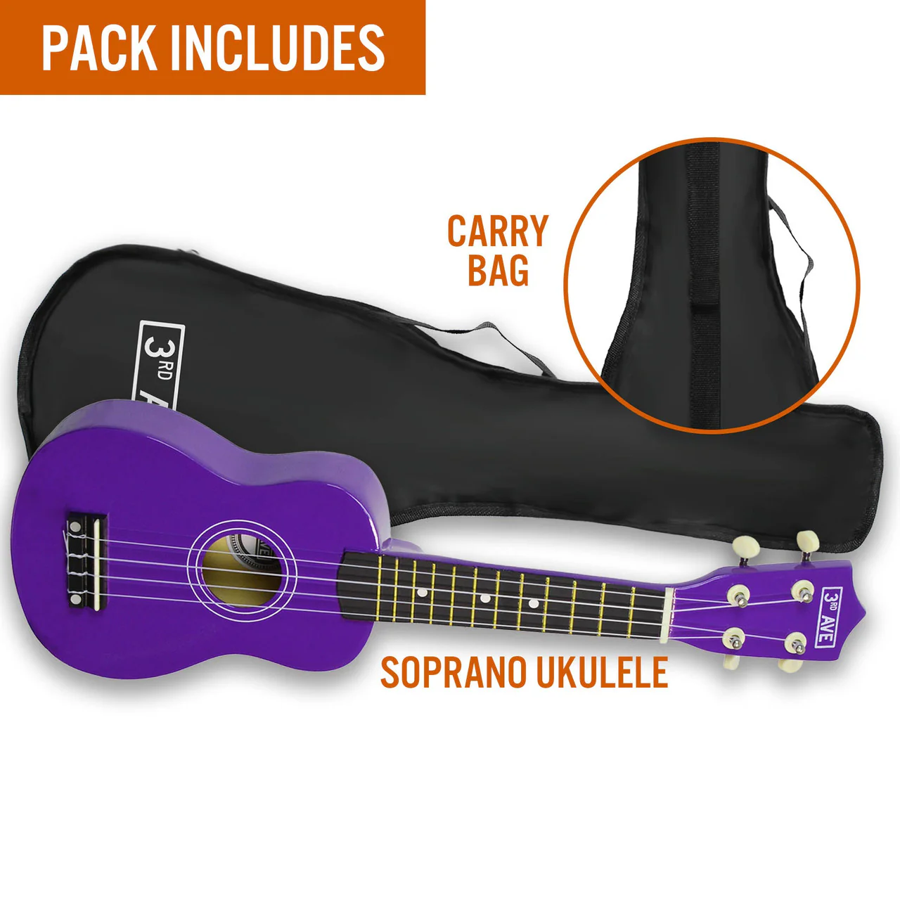 3RD AVENUE SOPRANO UKULELE -PURPLE - Image 3