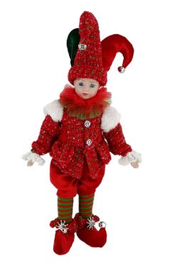 43CM ANIMATED SITTING JESTER - RED