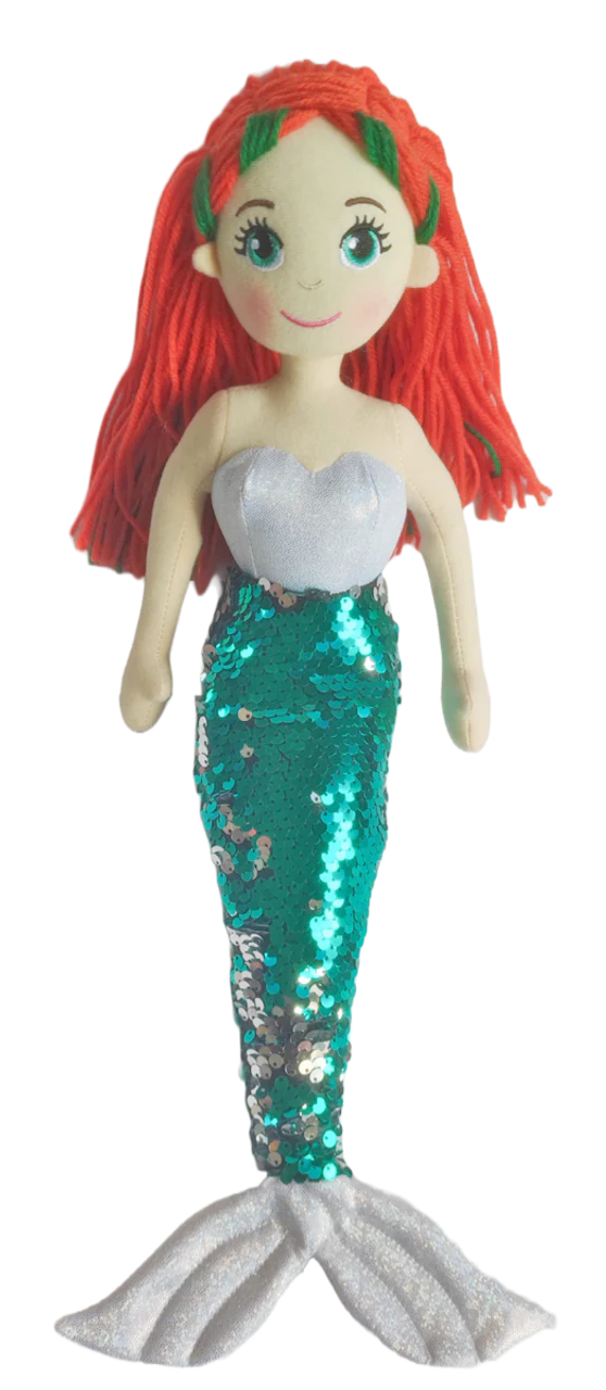 COTTON CANDY 45CM FAITH MERMAID PLUSH DOLL GREEN/SILVER