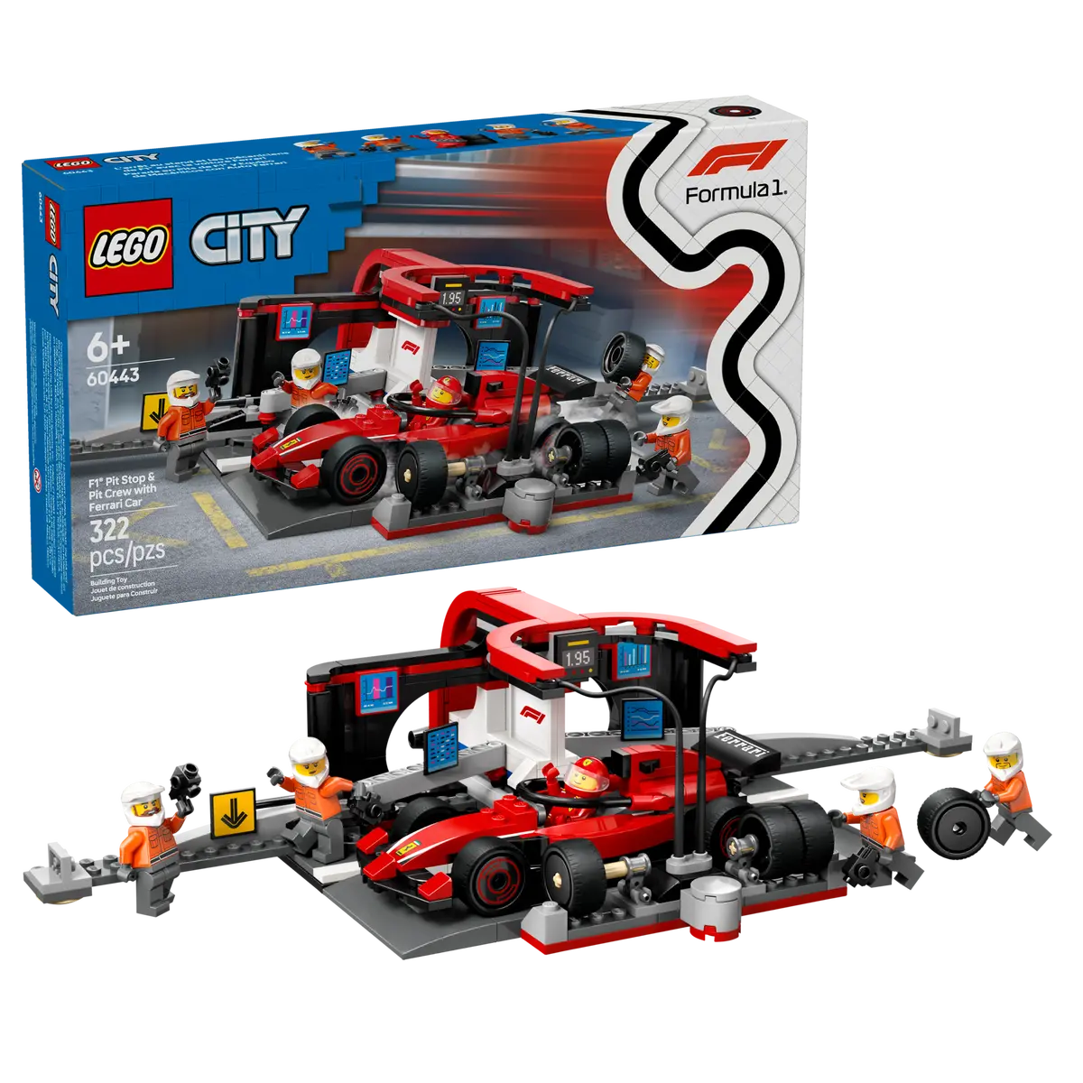 LEGO 60443 CITY - F1 PIT STOP AND PIT CREW WITH FERRARI CAR