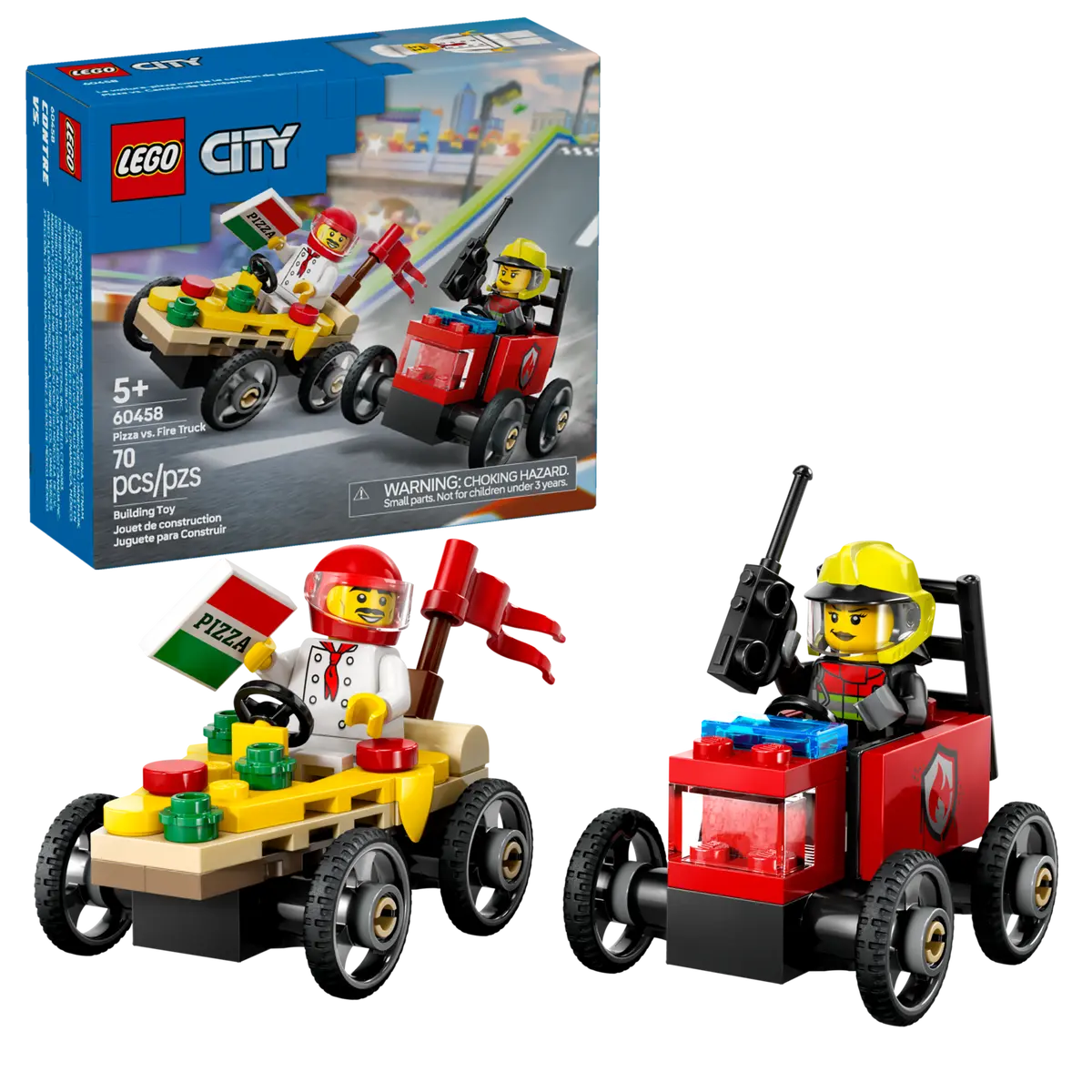 LEGO 60458 CITY - PIZZA VS FIRE TRUCK RACE CAR PACK
