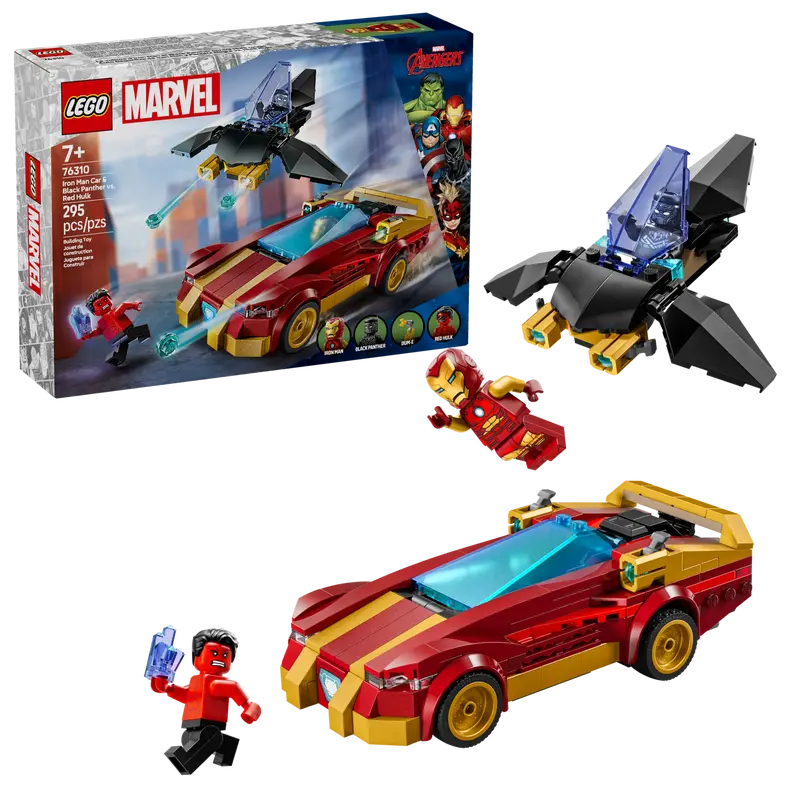 LEGO 76310 MARVEL IRON MAN CAR AND BLACK PANTHER VS RED HULK
