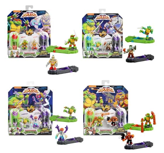 AKEDO TEENAGE MUTANT NINJA TURTLES MINI BATTLING ACTION WARRIORS - LEONARDO VS ROCKSTEADY - Image 5
