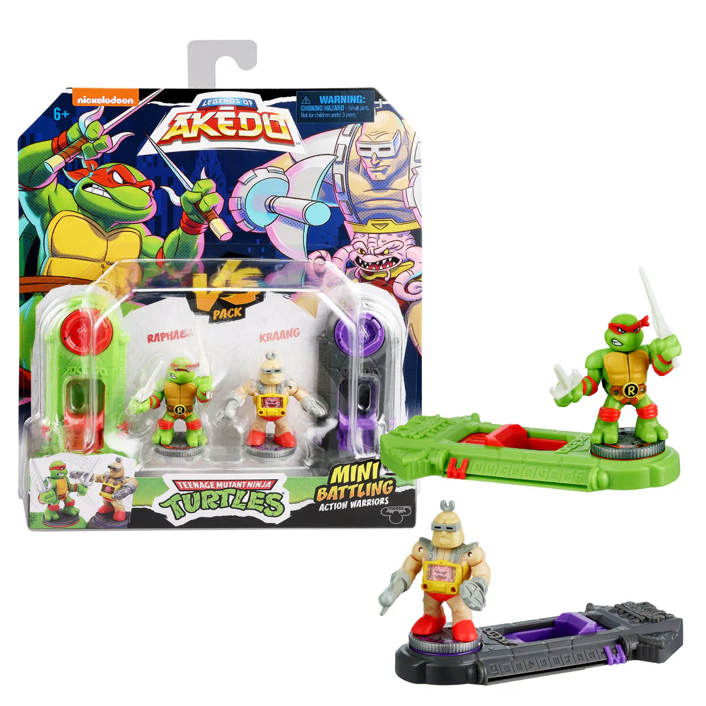 AKEDO TEENAGE MUTANT NINJA TURTLES MINI BATTLING ACTION WARRIORS - RAPHAEL VS KRAANG