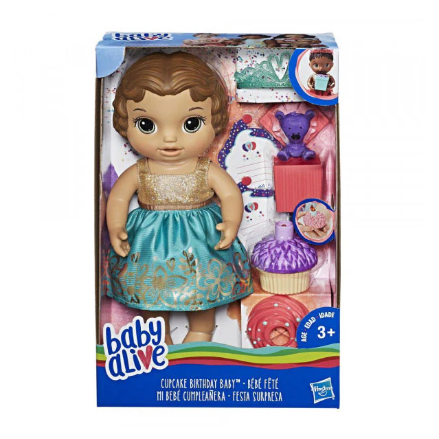 BABY ALIVE CUPCAKE BIRTHDAY BABY - BROWN HAIR