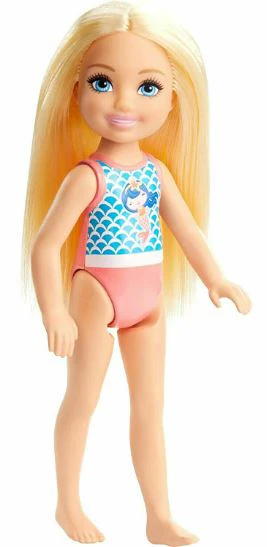BARBIE CLUB CHELSEA BEACH DOLL - BLONDE HAIR MERMAID SWIMMERS