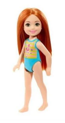 BARBIE CLUB CHELSEA BEACH DOLL - RED HAIR FLAMINGO SWIMMERS