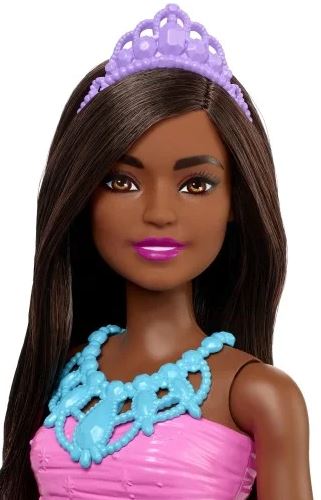 BARBIE DREAMTOPIA FLOWER DRESS BARBIE DOLL - DOLL -DARK SKIN PURPLE SKIRT - Image 4