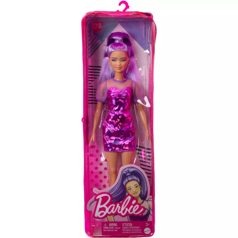 BARBIE FASHIONISTA #178 PURPLE MONOCHROME DRESS