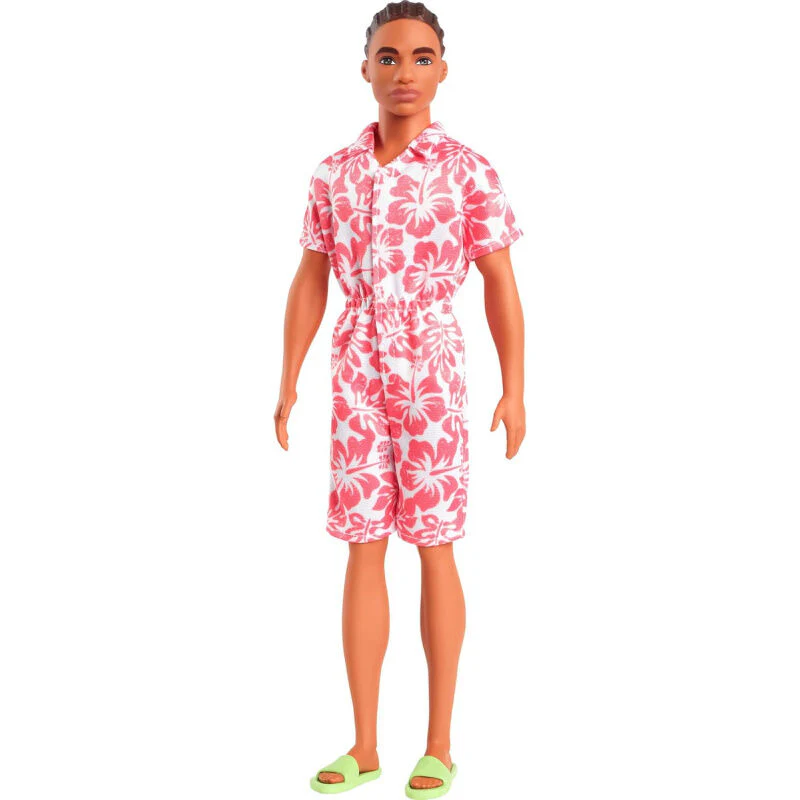 BARBIE FASHIONISTA KEN DOLL 235 BRUNETTE BRAID CORAL JUMPSUIT - Image 3