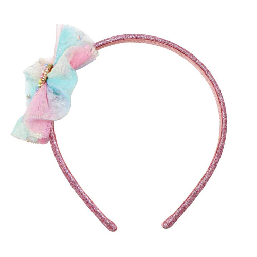 PINK POPPY - BARBIE RAINBOW FANTASY TULLE HEADBAND WITH PEARL HEART PENDANT