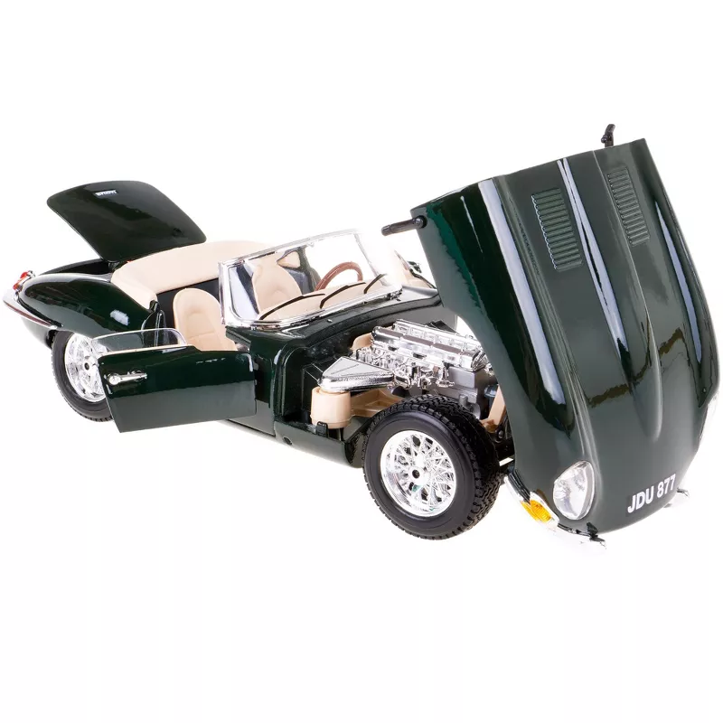 BBURAGO 1961 JAGUAR E - TYPE CABRIOLET GREEN 1:18 DIECAST SCALE - Image 2