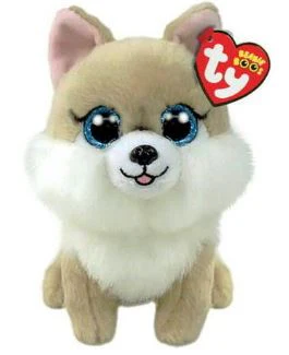 TY BEANIE BOOS - HONEYCOMB DOG REG - TAN/WHITE