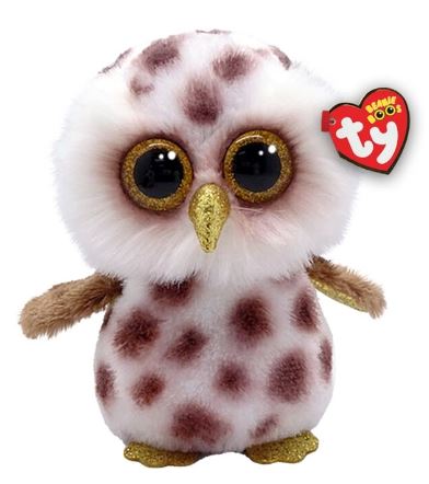 TY BEANIE BOOS - WHOOLIE SPOTTED OWL REG - BROWN/WHITE