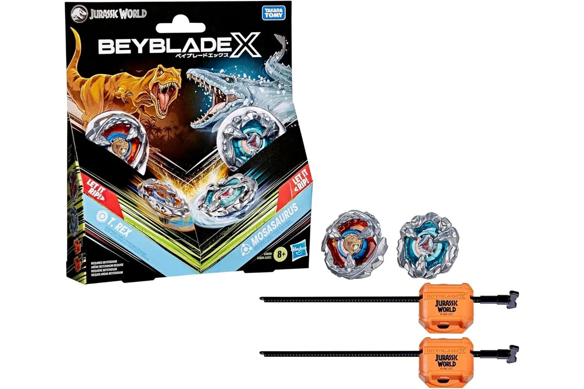 BEYBLADE X JURASSIC WORLD COLLAB MULTIPACK - T.REX AND MOSASAURUS - Image 2