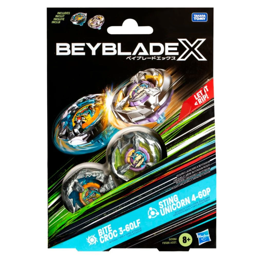 BEYBLADE X STARTER PACK TWIN PACK - BITE CROC 3-60LF - STING UNICORN 4-60P - Image 2