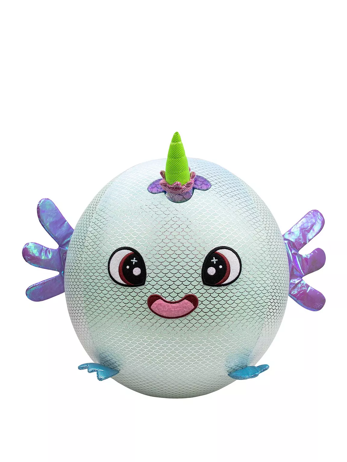 BIGGIES SHINY CORNS XXL INFLATABLE PLUSH BALL - MINT GREEN AXOLOTL - Image 2