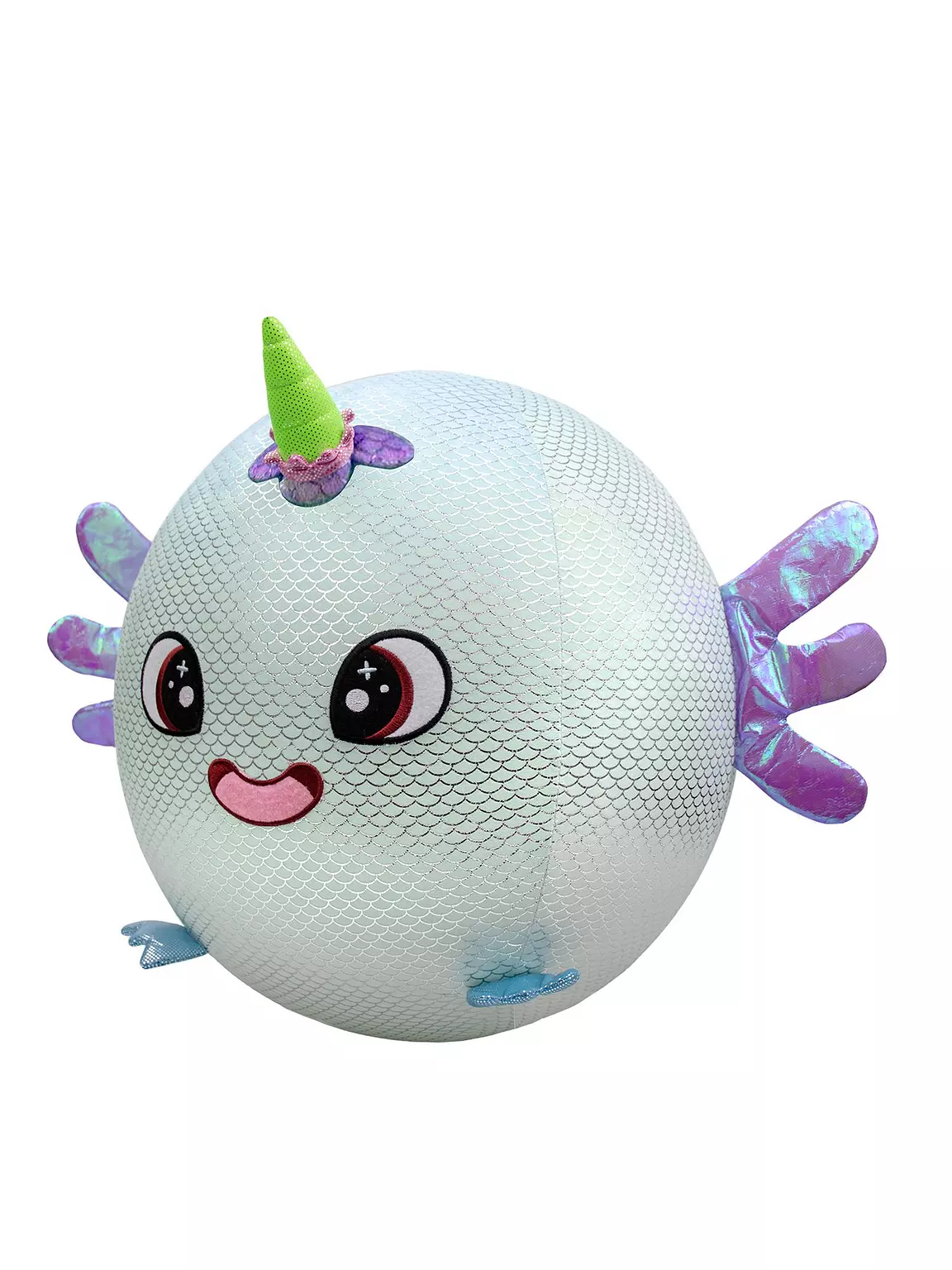 BIGGIES SHINY CORNS XXL INFLATABLE PLUSH BALL - MINT GREEN AXOLOTL - Image 3