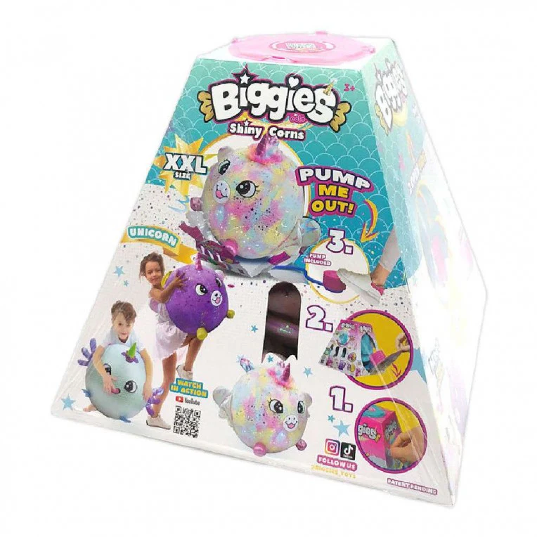 BIGGIES SHINY CORNS XXL INFLATABLE PLUSH BALL - RAINBOW UNICORN - Image 3