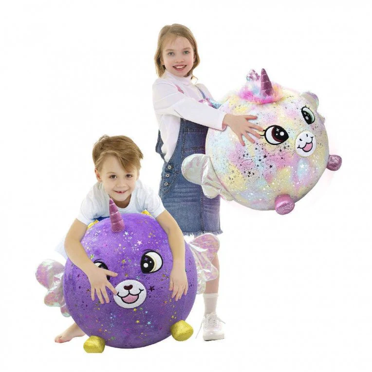 BIGGIES SHINY CORNS XXL INFLATABLE PLUSH BALL - RAINBOW UNICORN - Image 4