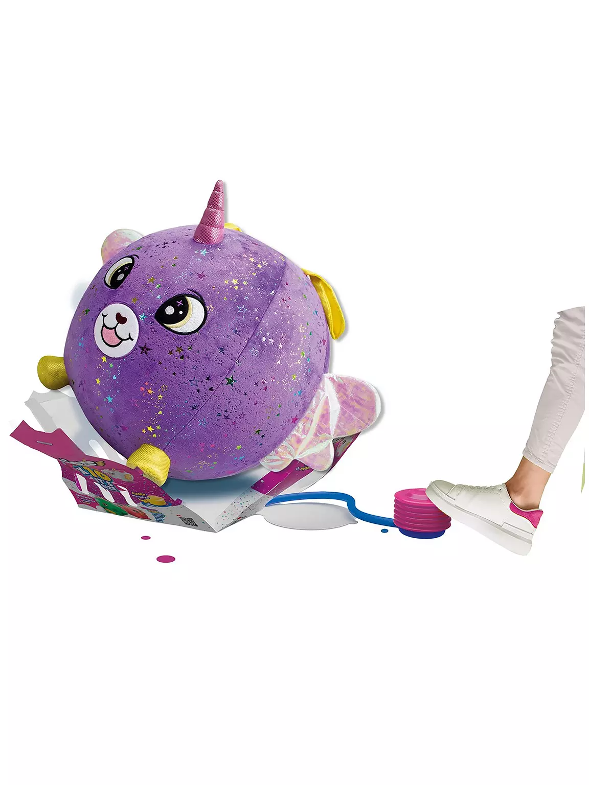 BIGGIES SHINY CORNS XXL INFLATABLE PLUSH BALL - PURPLE DOG - Image 4