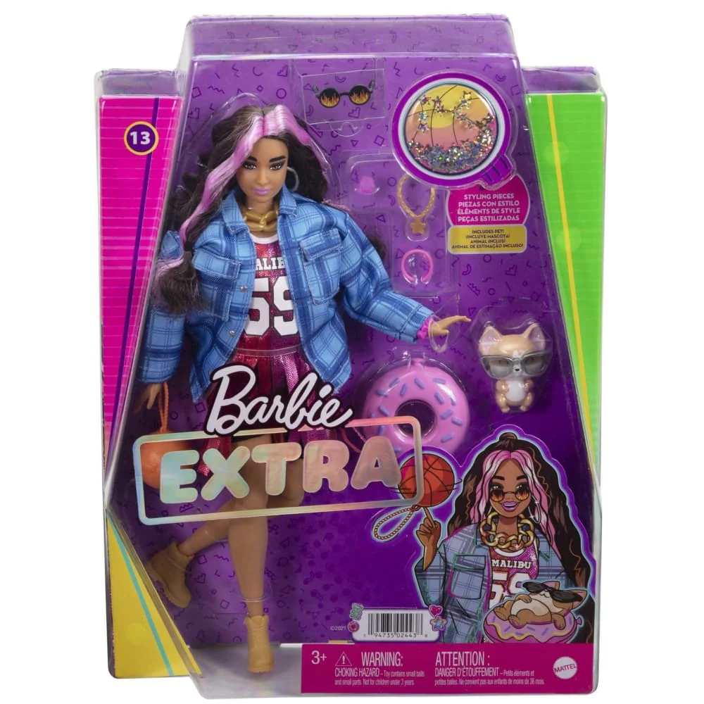 BARBIE EXTRA DOLL BASKETBALL JERSEY DRESS & PET CORGI