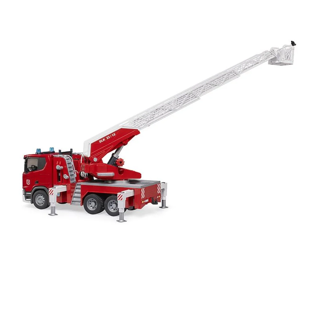 BRUDER - EMERGENCY SCANIA SUPER 560R FIRE ENGINE W LADDER, SLEWING LADDER, WATER PUMP AND LIGHTS AND SOUNDS - Image 3