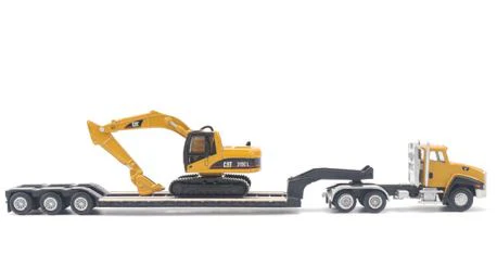 CAT 1:87 SEMI TRACTOR WITH LOWBOY TRAILER AND CAT DIECAST 315CL HYDRAULIC EXCAVATOR