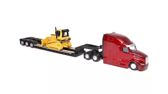 PETERBILT 1:87 SEMI TRACTOR WITH LOWBOY TRAILER AND CAT DM5 DOZER - Image 3