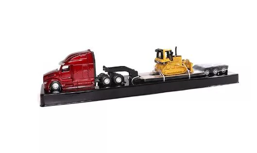 PETERBILT 1:87 SEMI TRACTOR WITH LOWBOY TRAILER AND CAT DM5 DOZER - Image 7