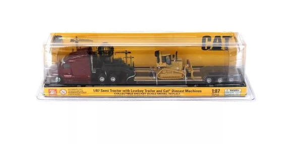 PETERBILT 1:87 SEMI TRACTOR WITH LOWBOY TRAILER AND CAT DM5 DOZER - Image 8