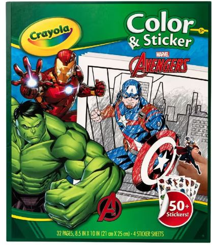 CRAYOLA COLOR & STICKER BOOK MARVEL AVENGERS NEW