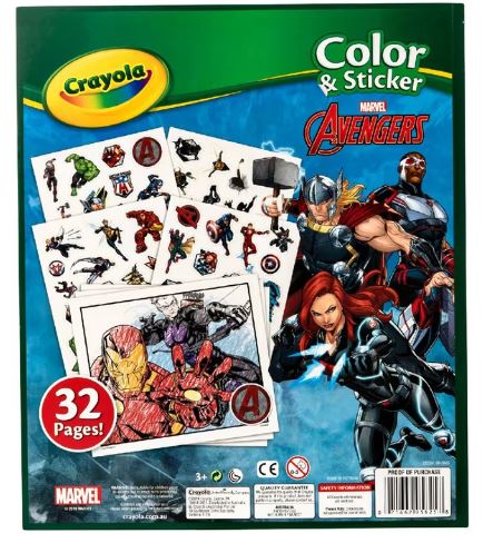 CRAYOLA COLOR & STICKER BOOK MARVEL AVENGERS NEW - Image 2
