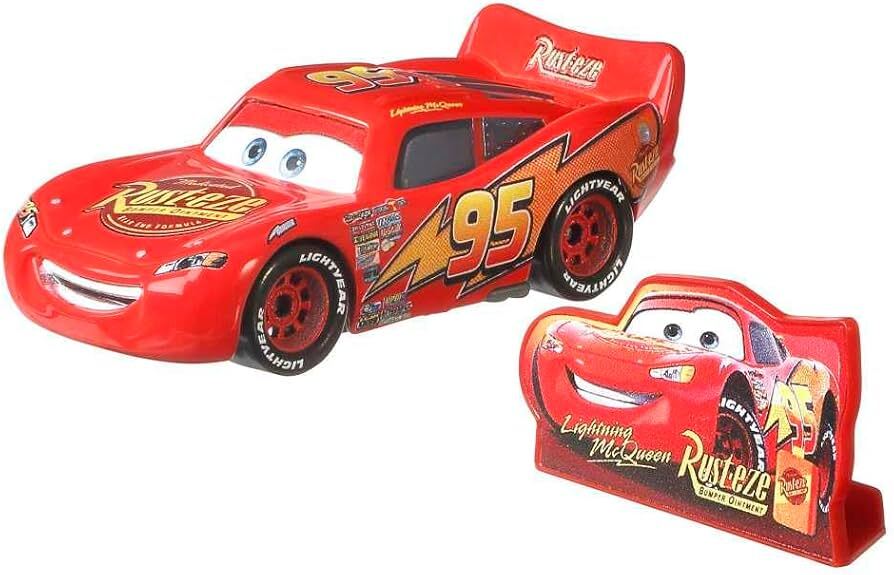 DISNEY CARS 3 DIECAST LIGHTNING MCQUEEN WITH RUSTEZE SIGN - Image 2