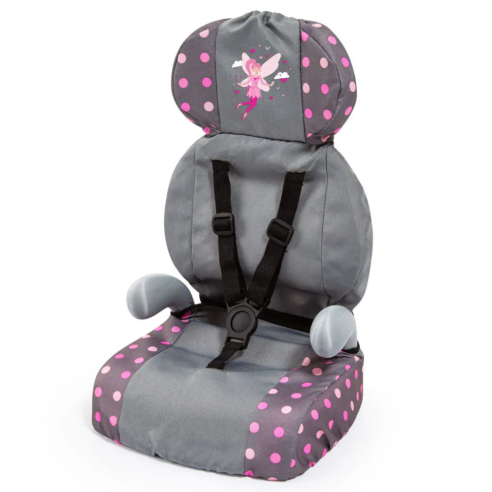 DOLLS CAR BOOSTER SEAT GREY & PINK WITH FAIRY - Image 2