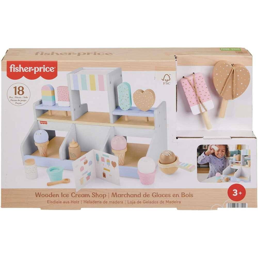 FISHER-PRICE WOODEN ICE CREAM SHOP 18 PIECE SET