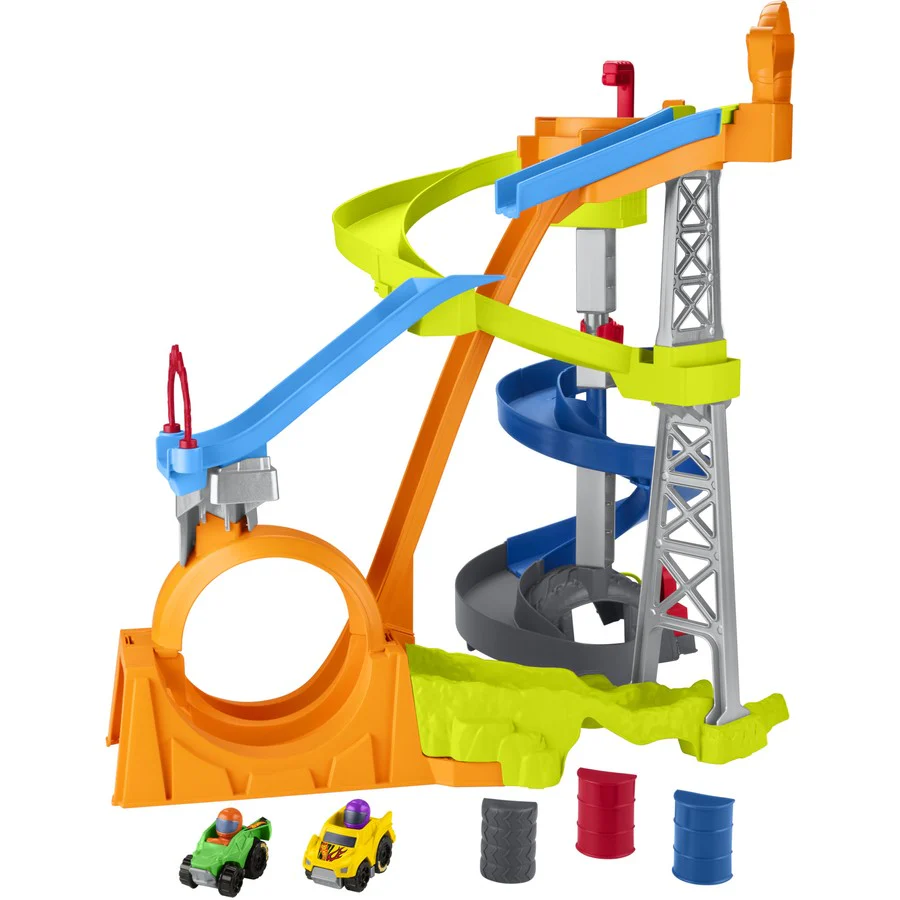 FISHER AND PRICE LITTLE PEOPLE HOT WHEELS SPIRAL STUNT SPEEDWAY - Image 3