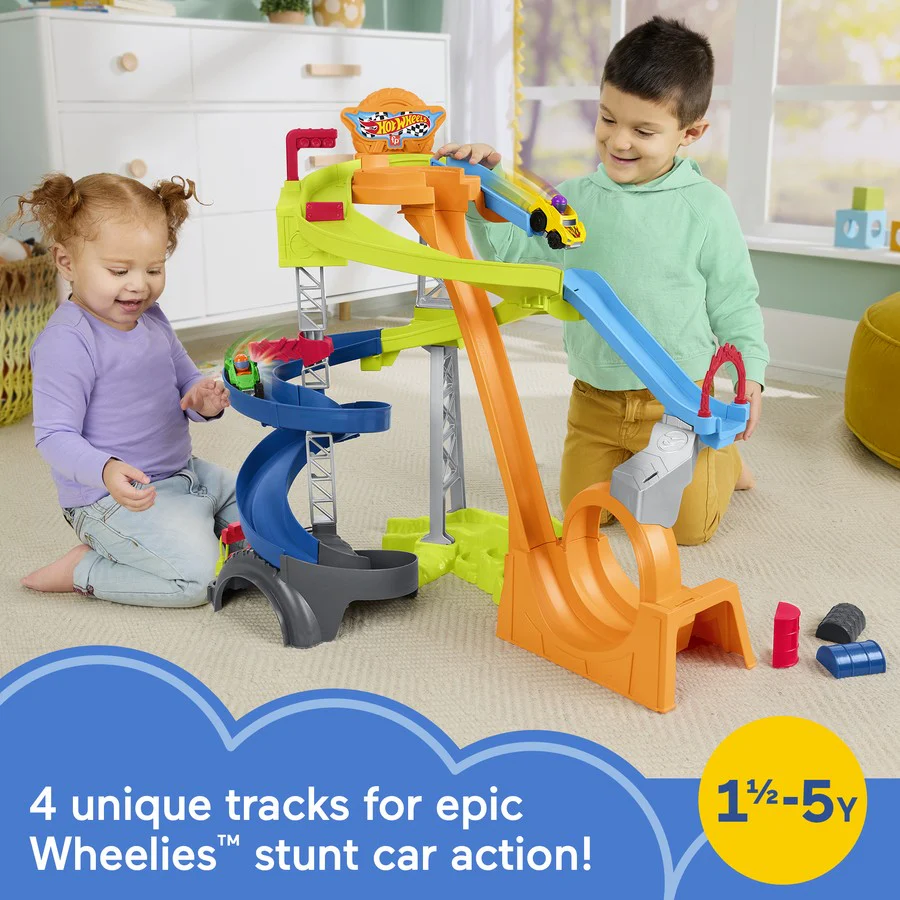 FISHER AND PRICE LITTLE PEOPLE HOT WHEELS SPIRAL STUNT SPEEDWAY - Image 4