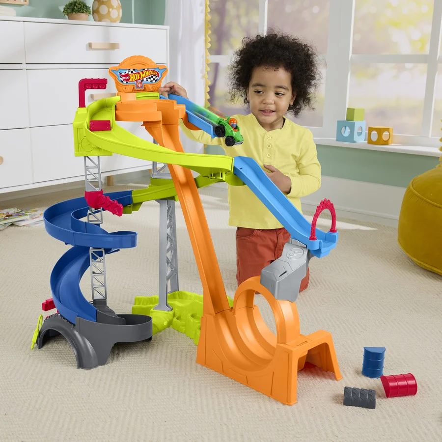 FISHER AND PRICE LITTLE PEOPLE HOT WHEELS SPIRAL STUNT SPEEDWAY - Image 5