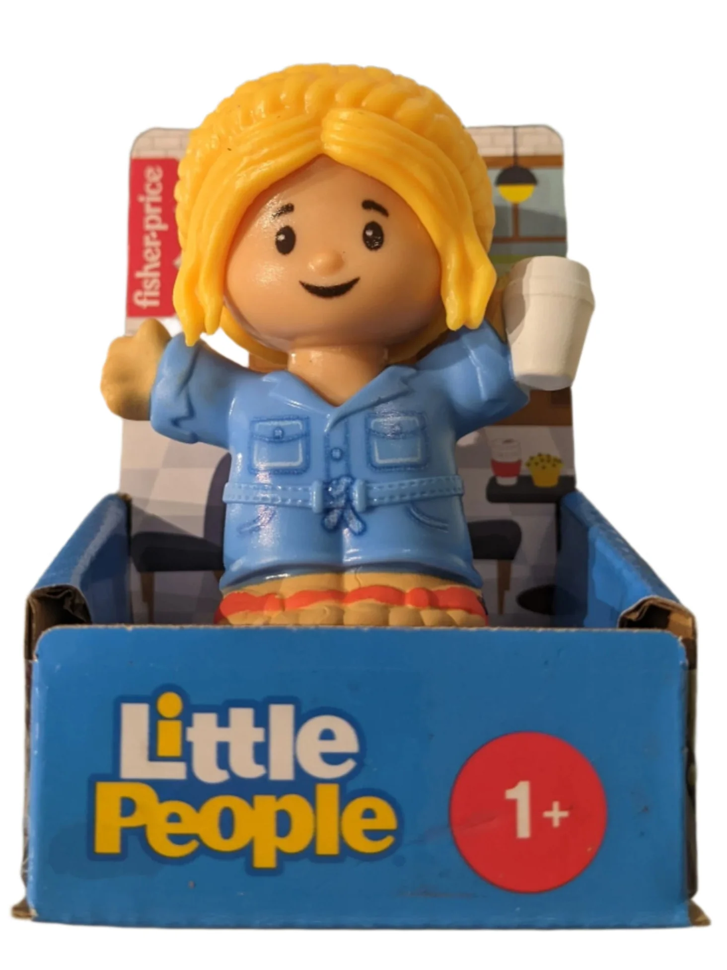 FISHER PRICE - LITTLE PEOPLE BLONDE WOMAN WITH COFFEE