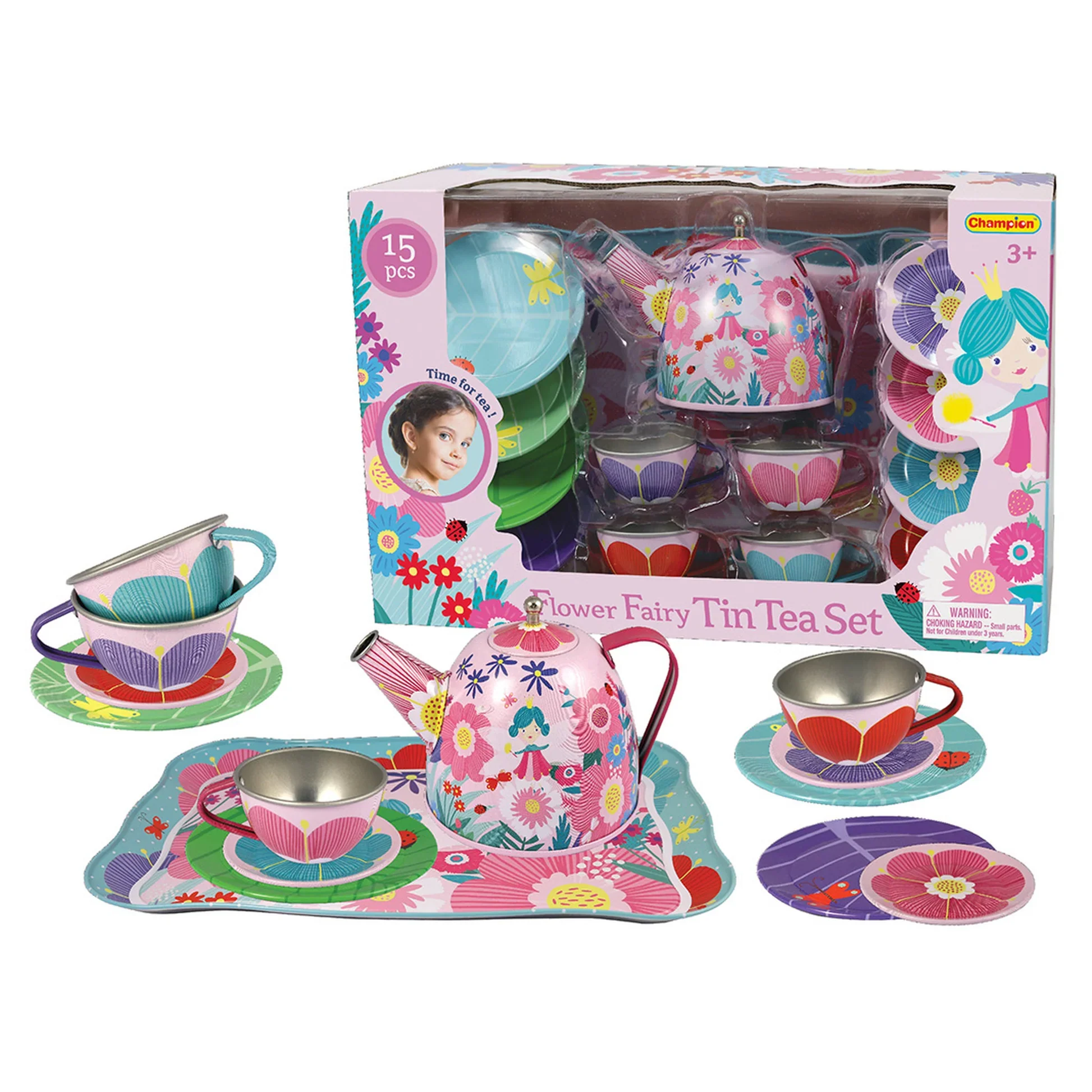 FLOWER FAIRY TIN TEA SET - 15 PIECES