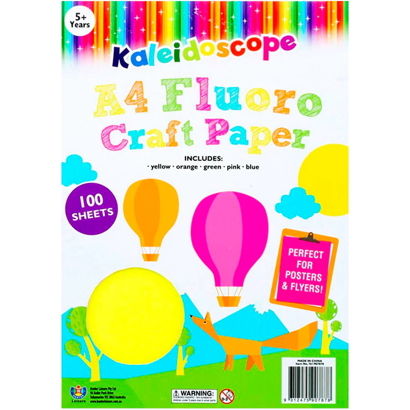 KALEIDOSCOPE A4 FLUORO CRAFT PAPER PAD