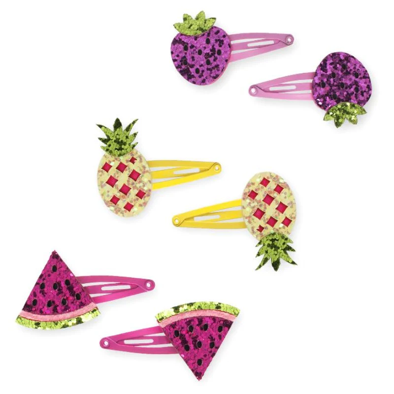 PINK POPPY GLITTER FRUIT HAIRCLIPS