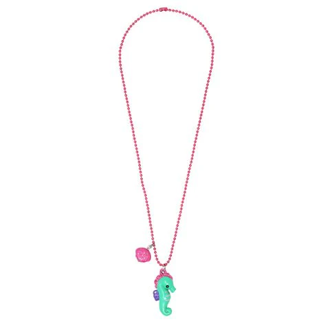 GLITTER SEAHORSE BALL CHAIN NECKLACE
