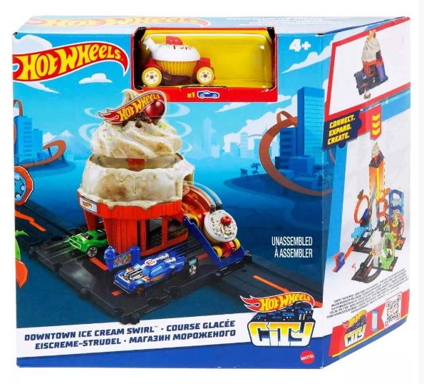 HOT WHEELS DOWNTOWN ICE CREAM SWIRL PLAYSET