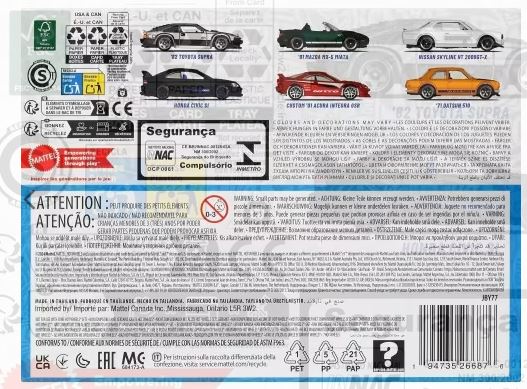 HOT WHEELS JAPANESE MULTIPACK - '82 SUPRA - '91 MAZDA MX-5 MIATA - NISSAN SKYLINE HT 2000GT-X - HONDA CIVIC SI - CUSTOM '01 ACURA INTEGRA GSR - '71 DATSUN 510 - Image 5
