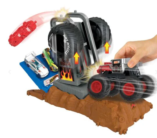 HOT WHEELS MONSTER TRUCKS ARENA SMASHERS TIRE PRESS CHALLENGE PLAYSET – BONE SHAKER - Image 3