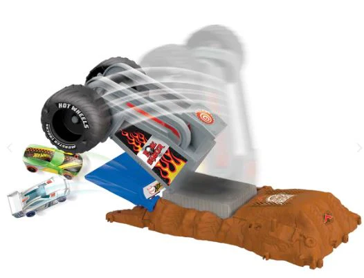 HOT WHEELS MONSTER TRUCKS ARENA SMASHERS TIRE PRESS CHALLENGE PLAYSET – BONE SHAKER - Image 4