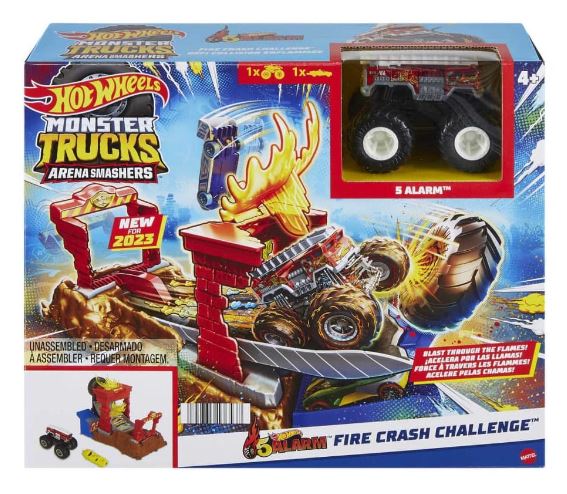 HOT WHEELS MONSTER TRUCKS ARENA SMASHERS FIRE CRASH CHALLENGE PLAYSET – 5 ALARM